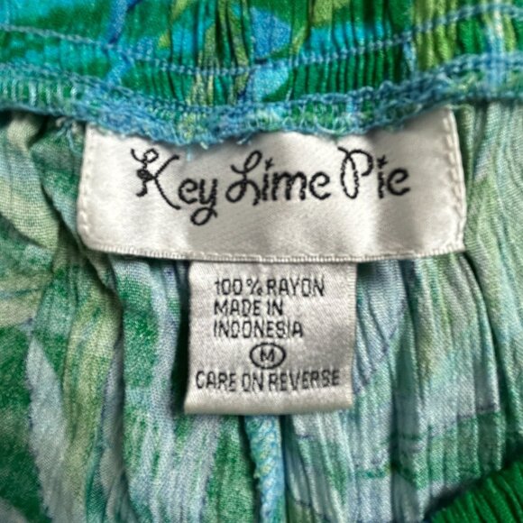 Key Lime Pie Womens Tropical Leaf Print Wide Leg Pants Size Medium Green Summer - Picture 4 of 11